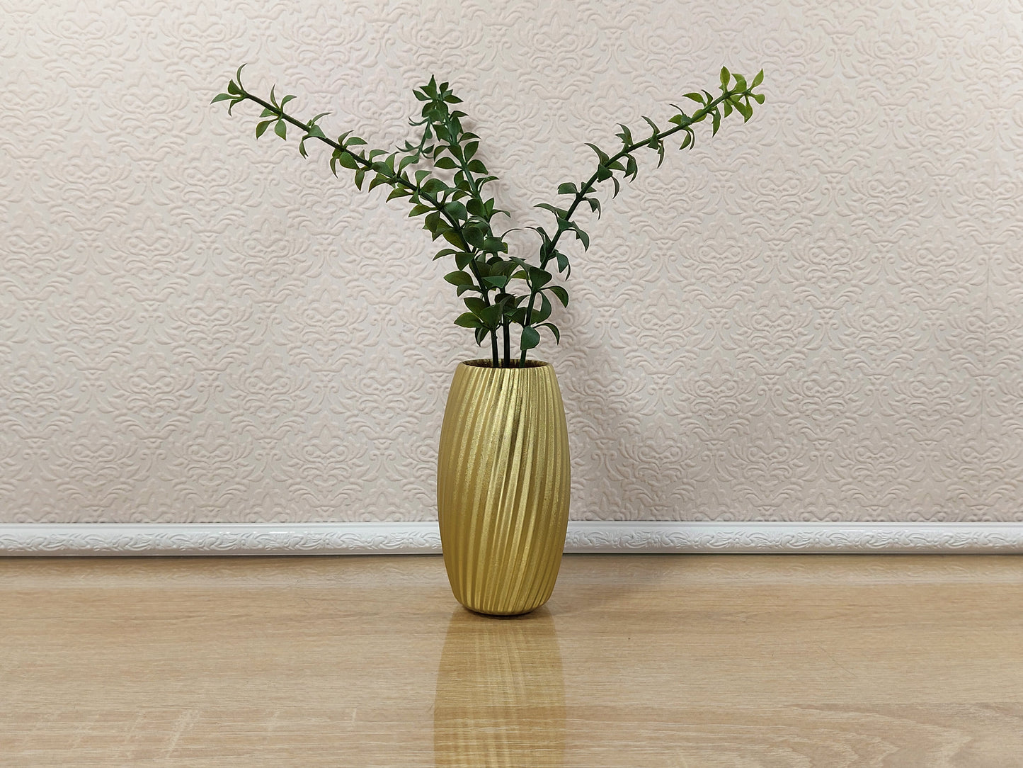 Miniature artificial plants in pots, set of 5 pcs, gold