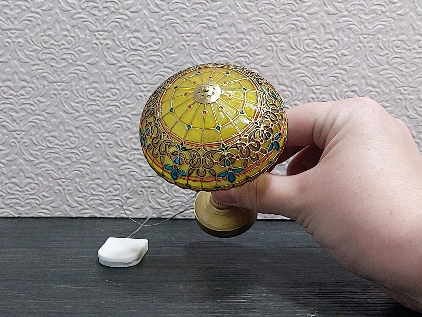 Tiffany Style stained glass lamp with LED, Sunny Clematis