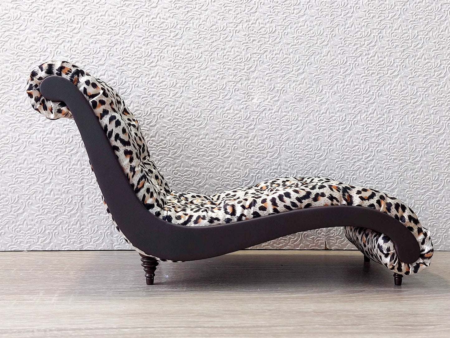 Chaise lounge Wave brown & leopard print