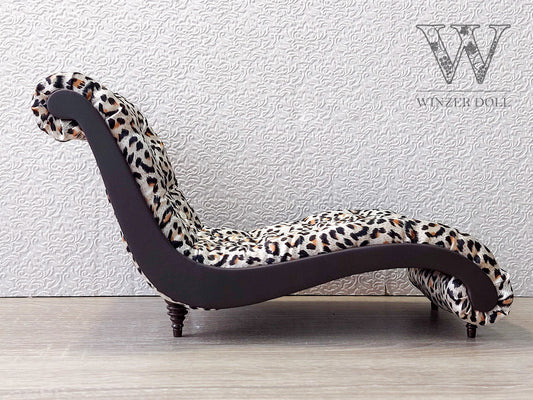 Chaise lounge Wave brown & leopard print