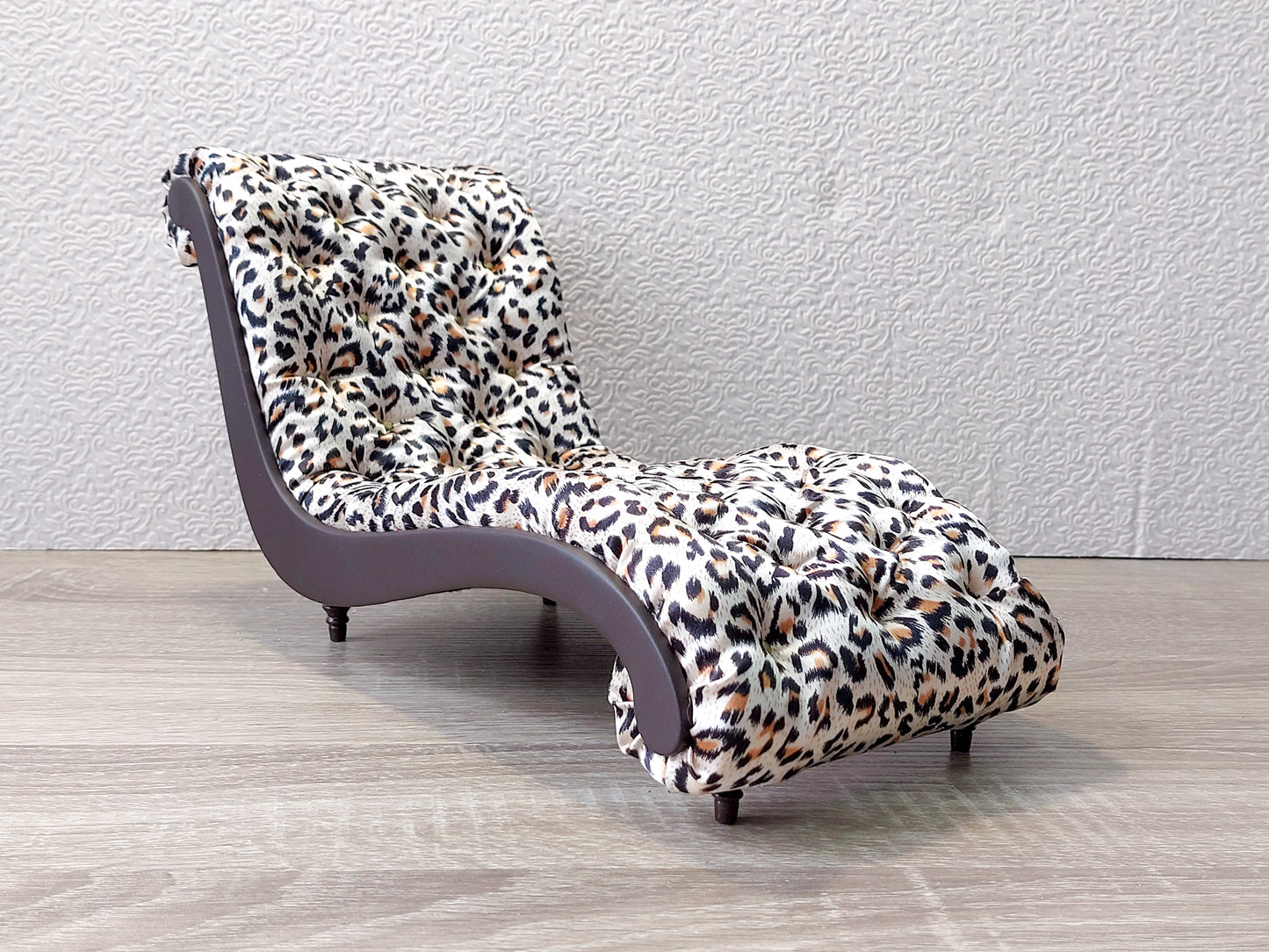 Chaise lounge Wave brown & leopard print