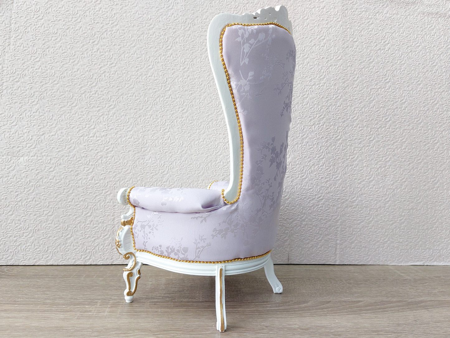 Baroque throne for dolls, white & purple
