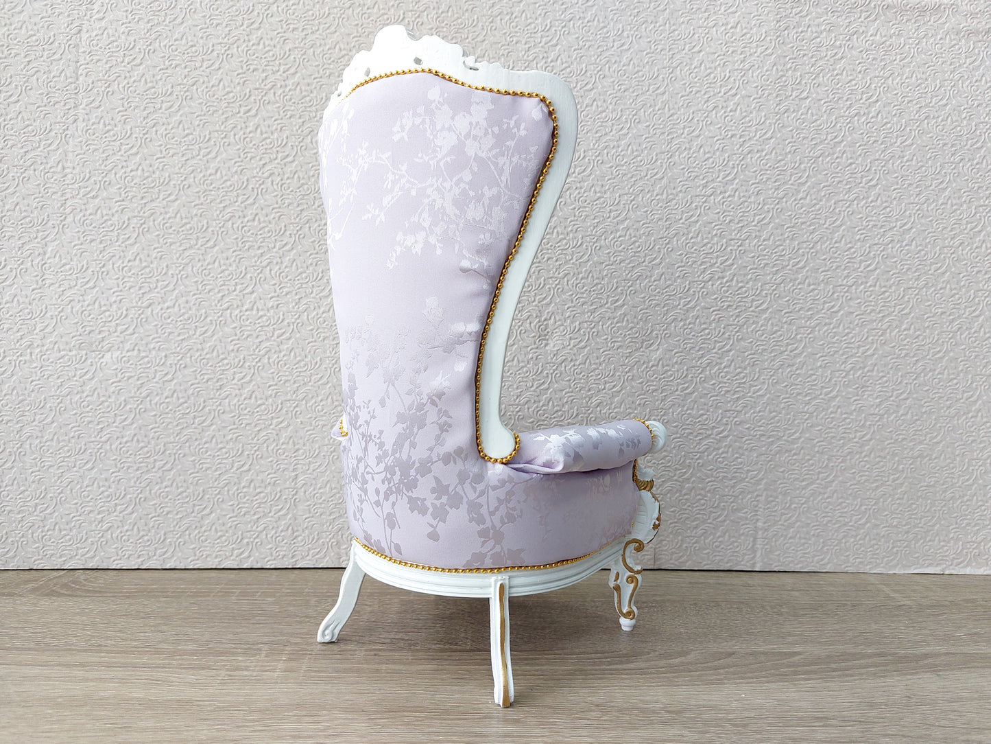 Baroque throne for dolls, white & purple