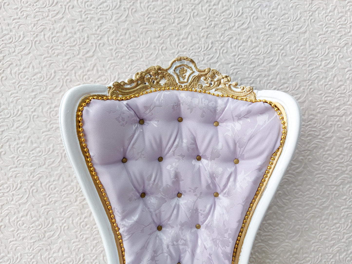 Baroque throne for dolls, white & purple