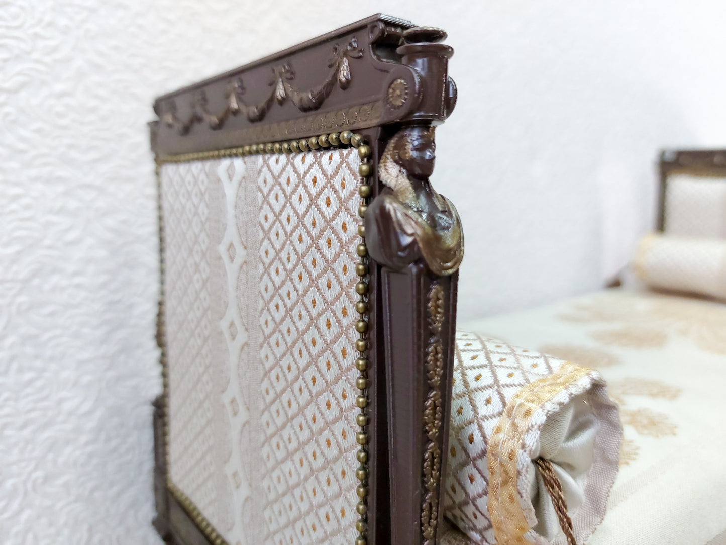 Reserved - French daybed, round table, brown & bronze