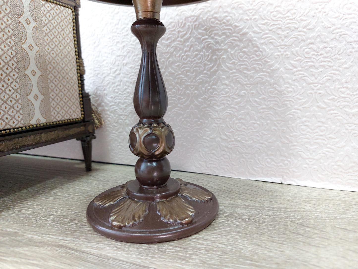 Reserved - French daybed, round table, brown & bronze