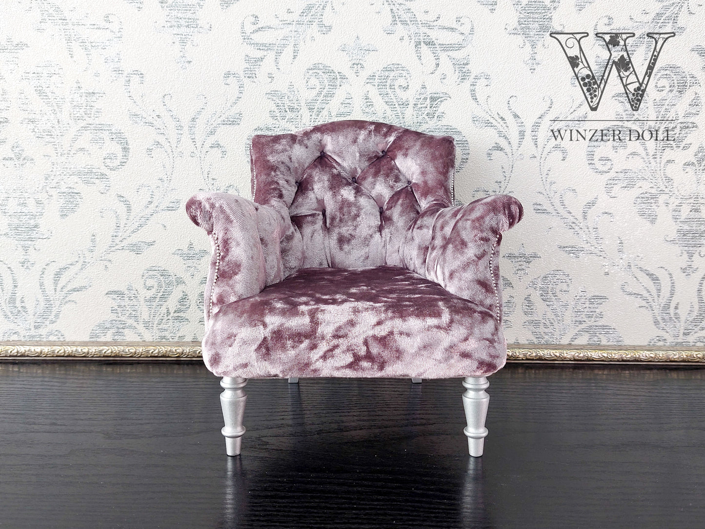 Chesterfield low chair, purple velvet
