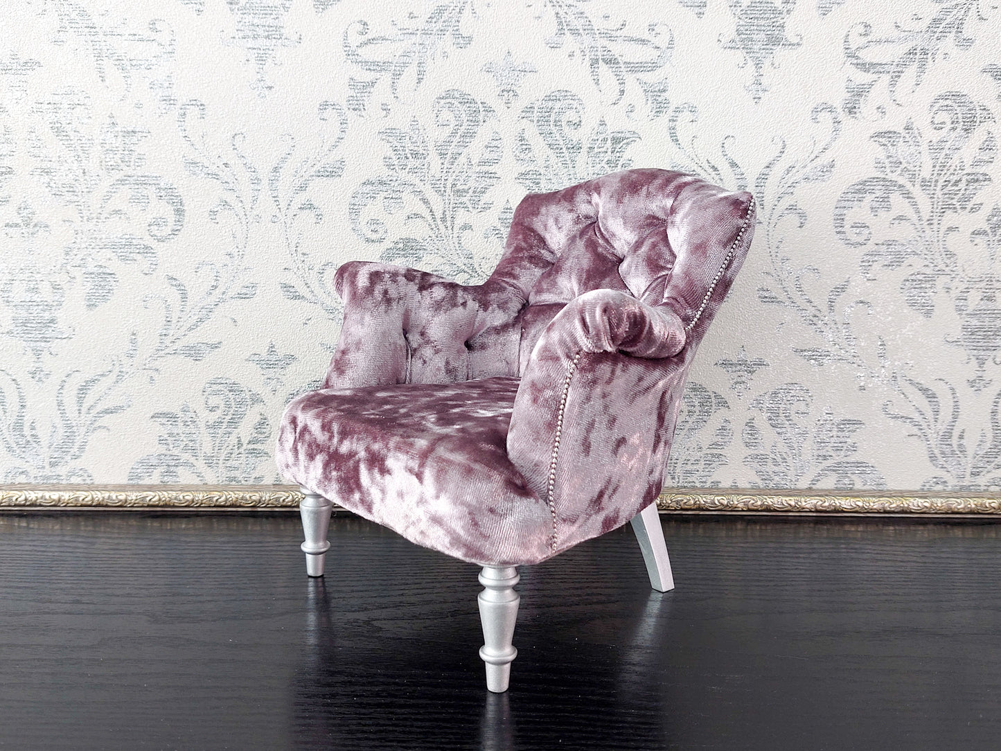 Chesterfield low chair, purple velvet