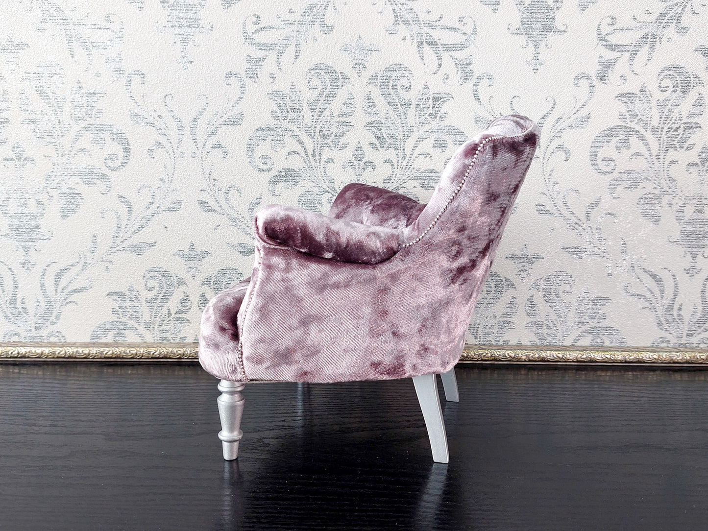 Chesterfield low chair, purple velvet