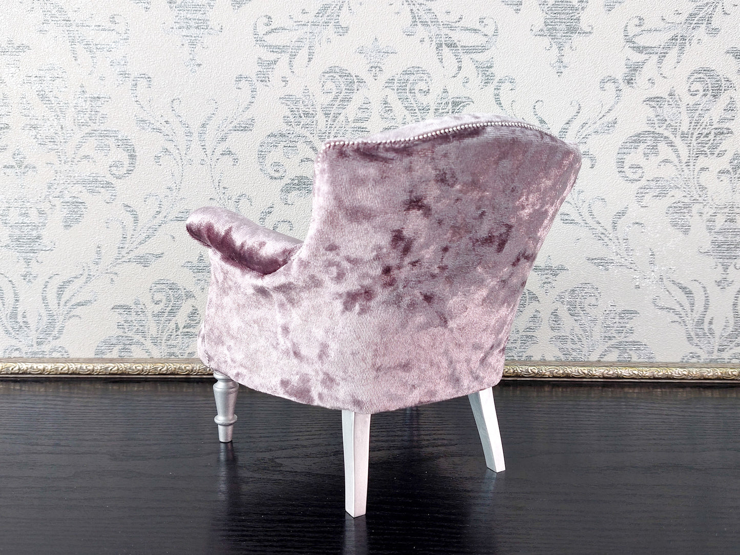 Chesterfield low chair, purple velvet