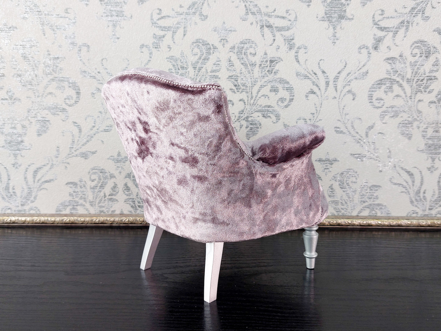 Chesterfield low chair, purple velvet