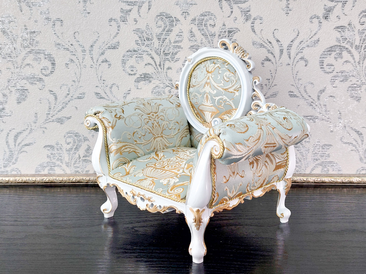 Baroque armchair, white & azure