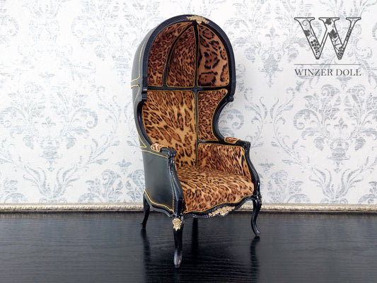 Versaille dome chair, black & leopard print