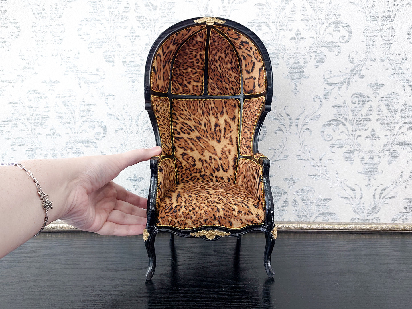 Versaille dome chair, black & leopard print