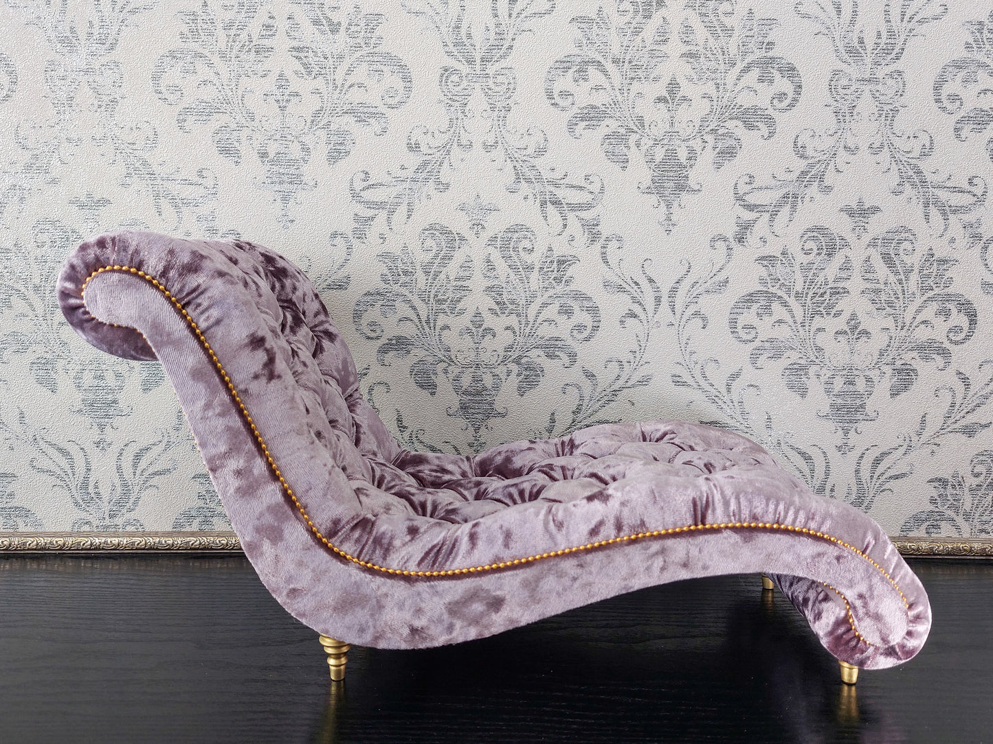 Reserved - Chaise lounge wave for Pasha Original, doll posing stand gold & purple