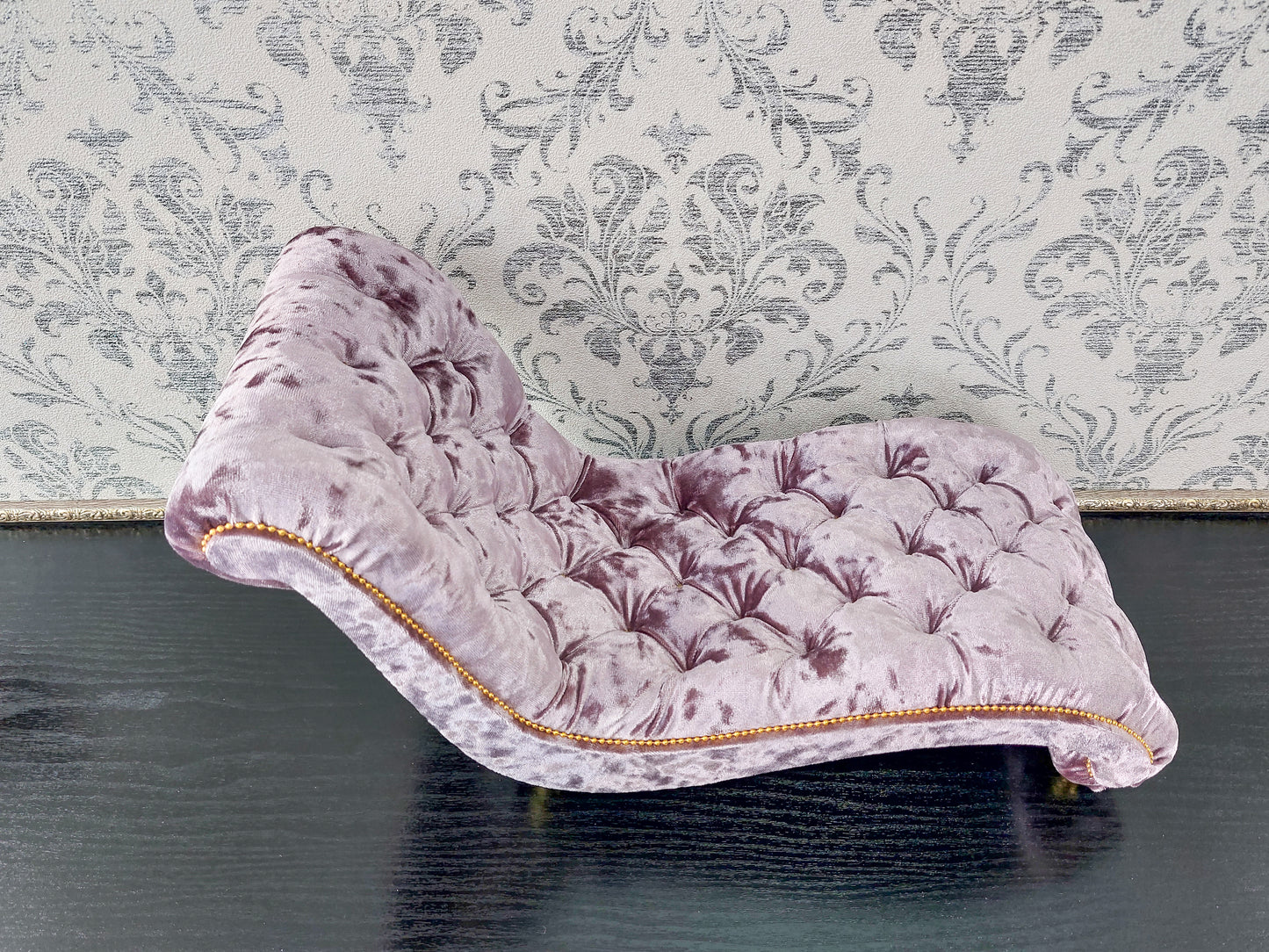 Reserved - Chaise lounge wave for Pasha Original, doll posing stand gold & purple