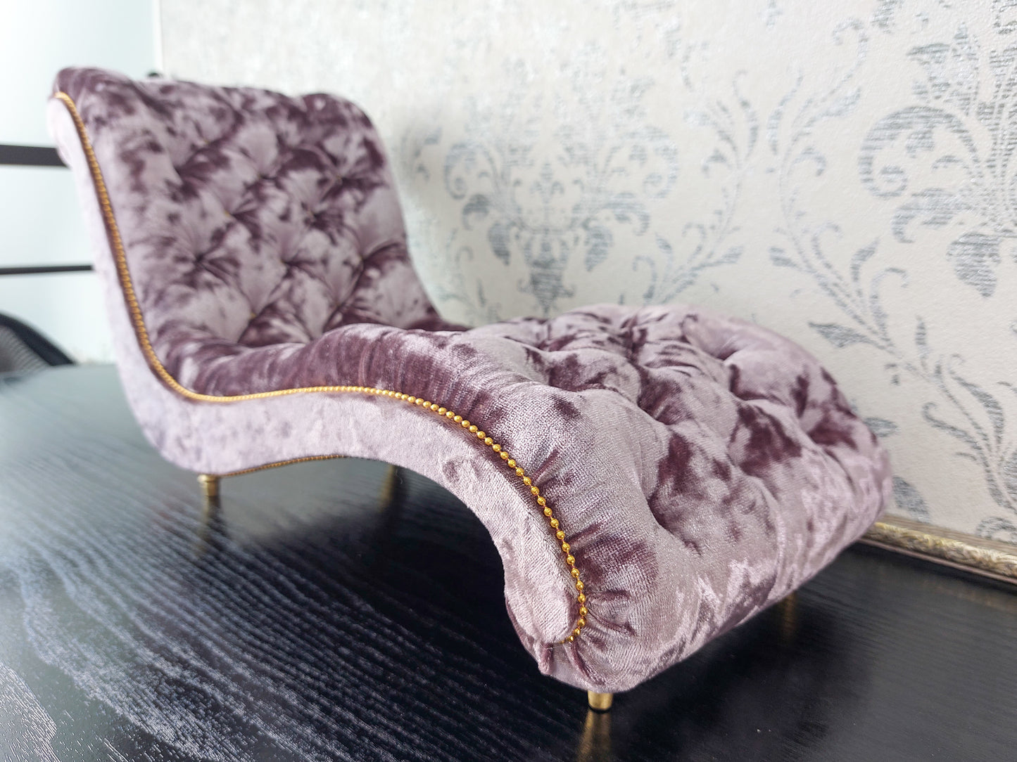 Reserved - Chaise lounge wave for Pasha Original, doll posing stand gold & purple