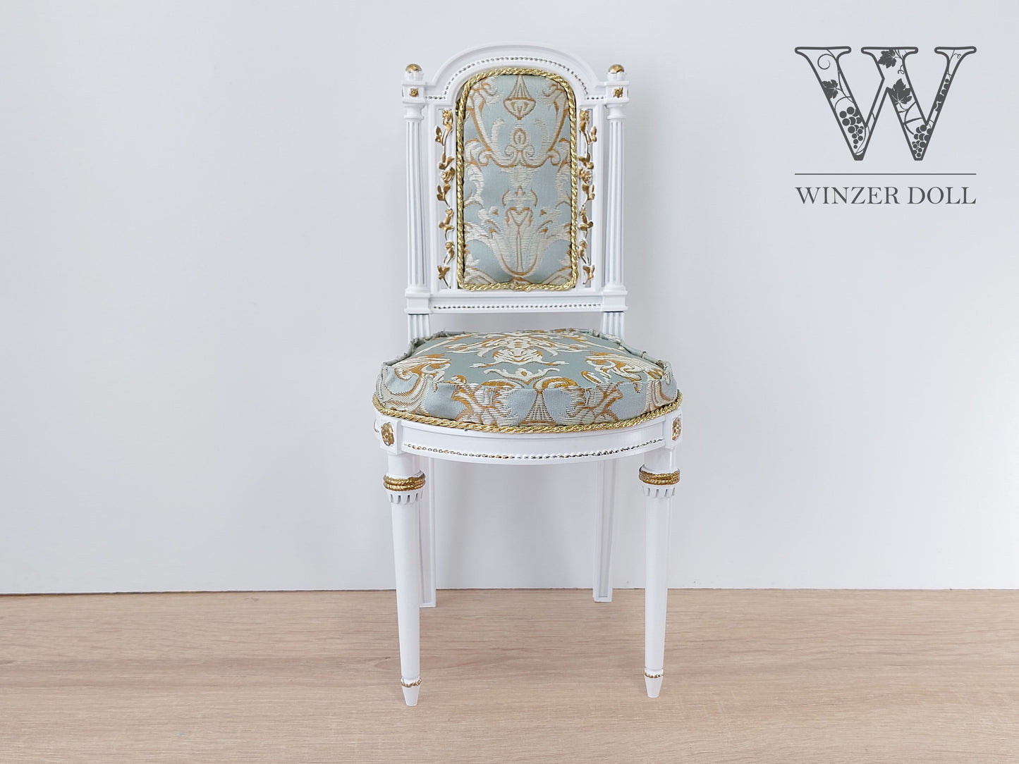 Classical chair, Marie Antoinette style, white & azure
