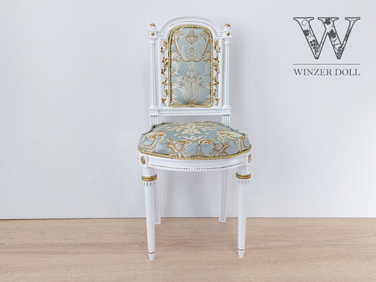 Classical chair, Marie Antoinette style, white & azure