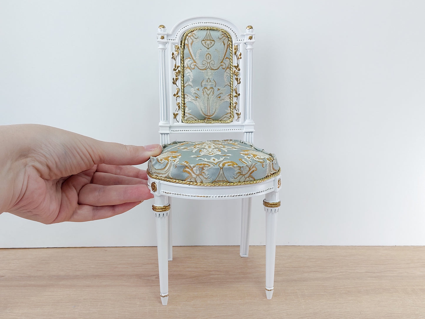 Classical chair, Marie Antoinette style, white & azure