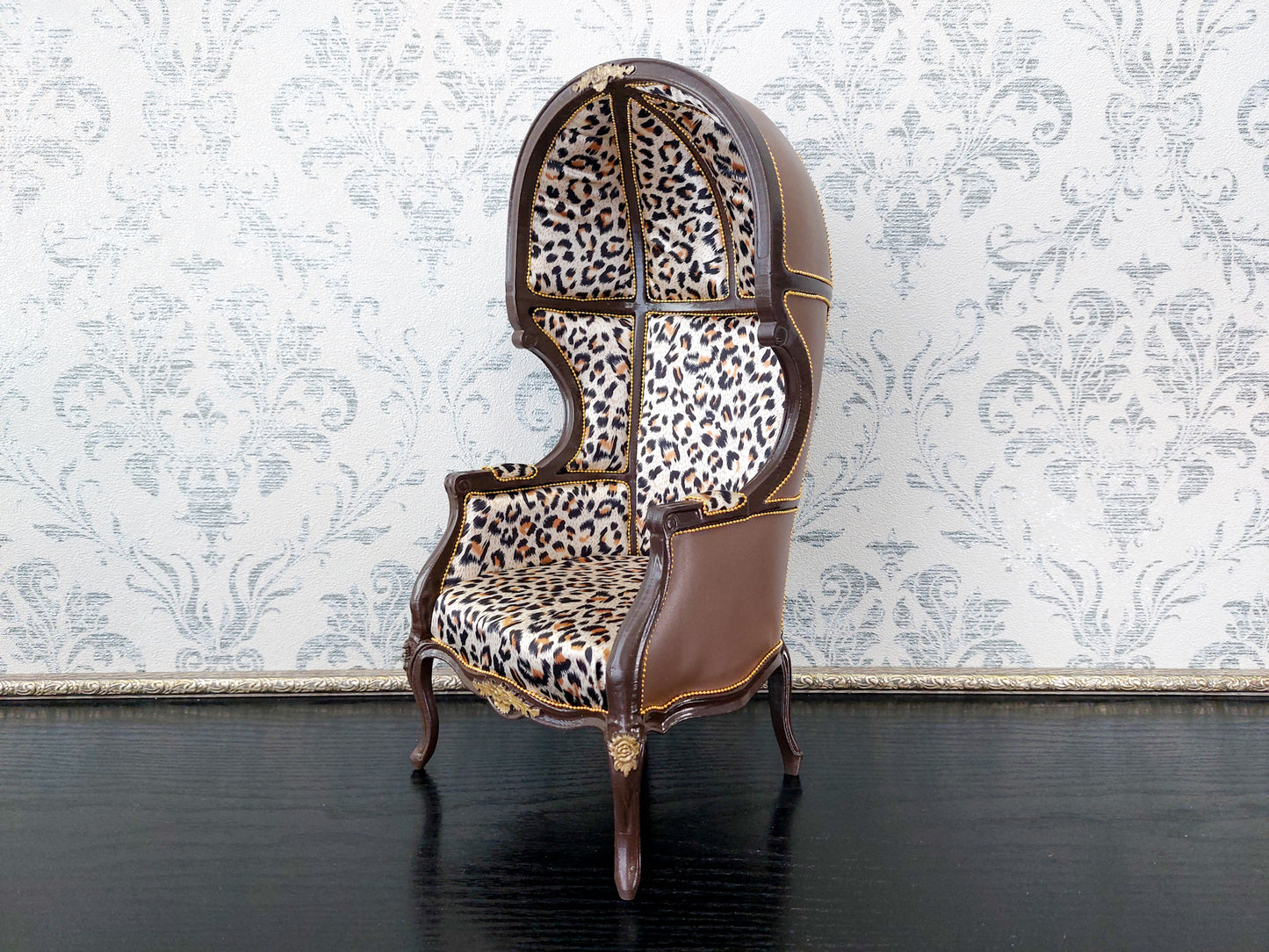 Versaille dome chair, brown & leopard print