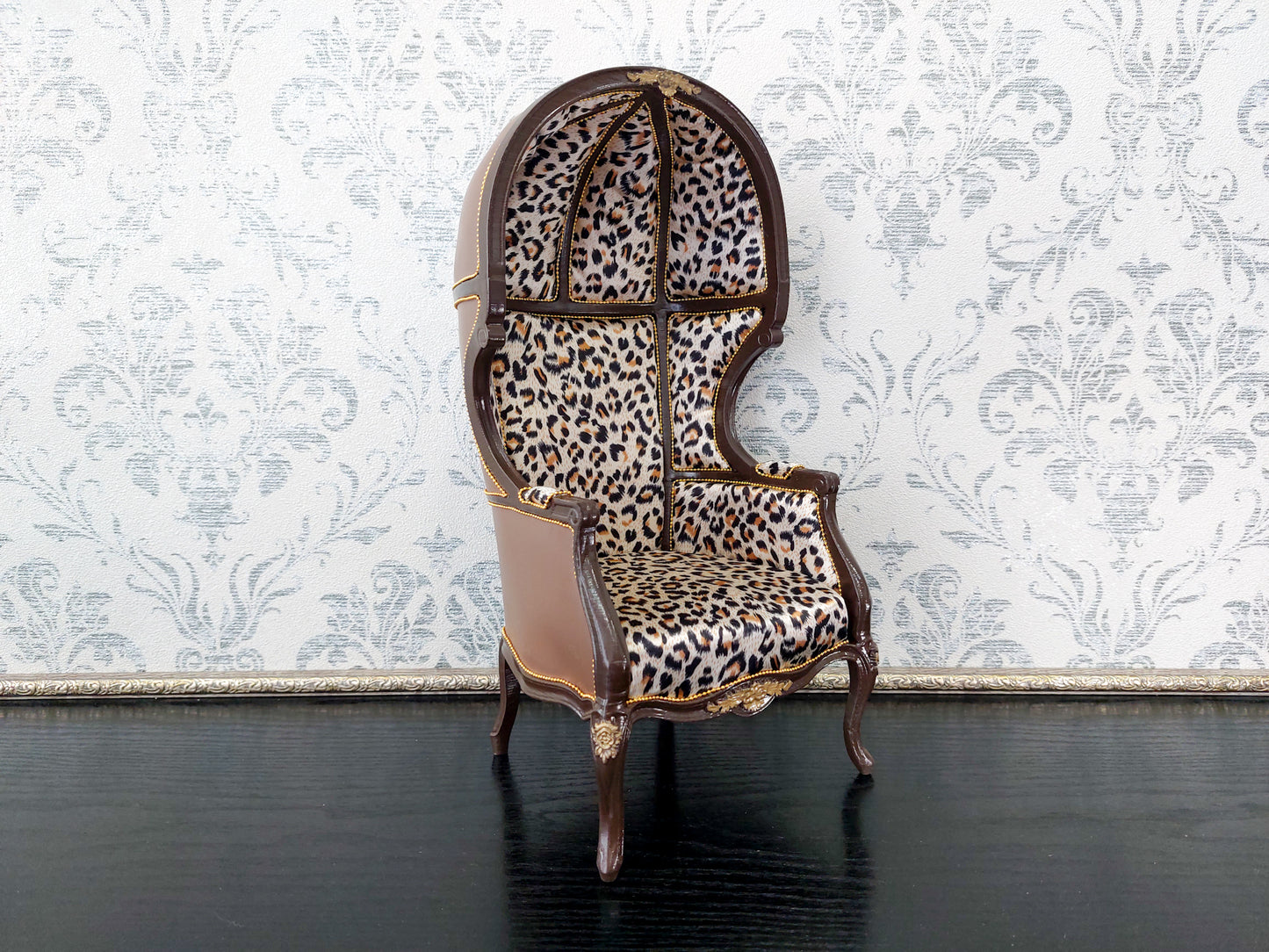 Versaille dome chair, brown & leopard print