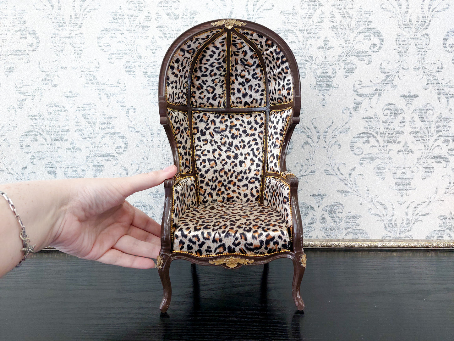 Versaille dome chair, brown & leopard print