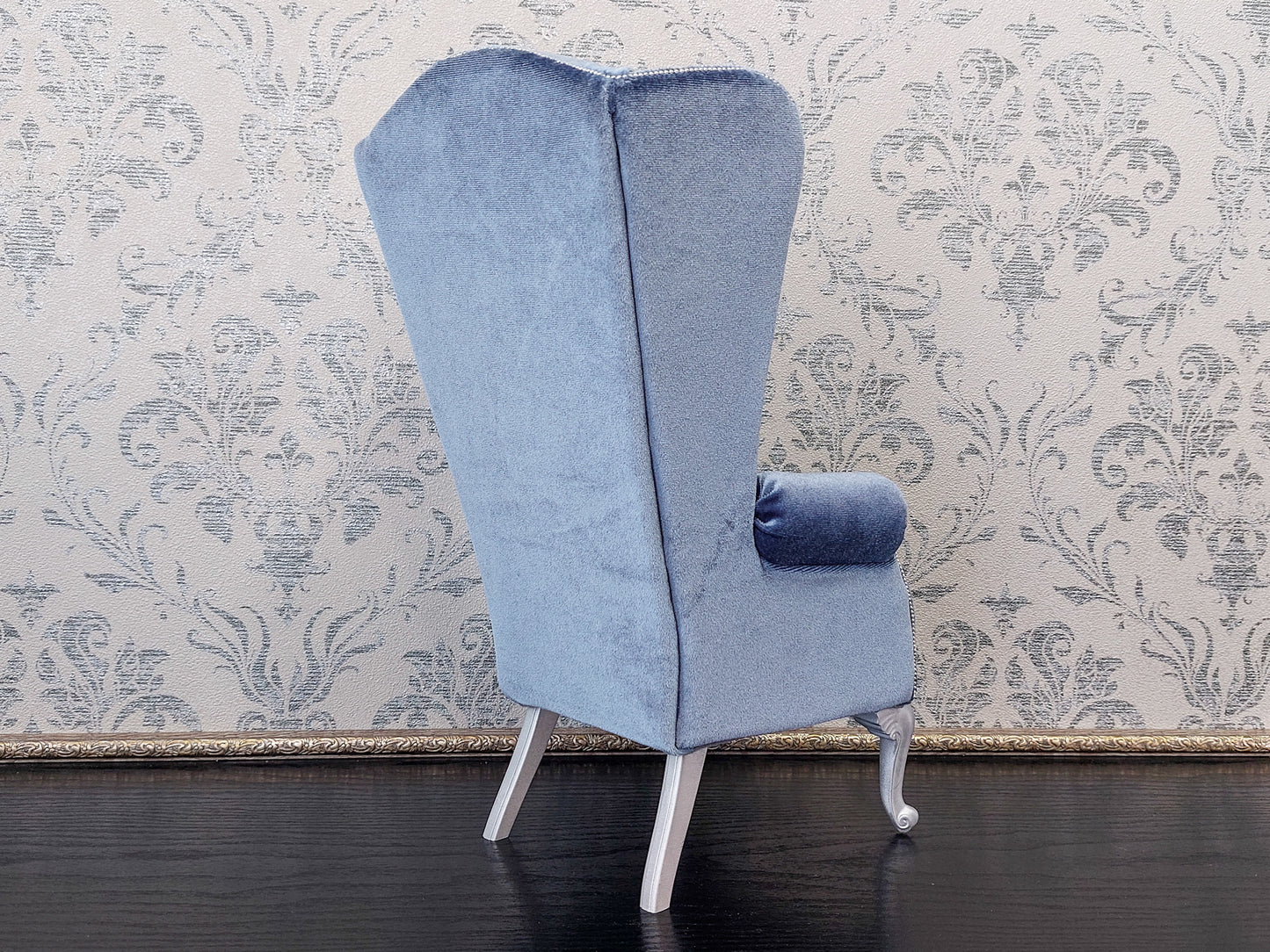 Reserved - Chaise lounge wave, Chesterfield queen, blue gray velvet