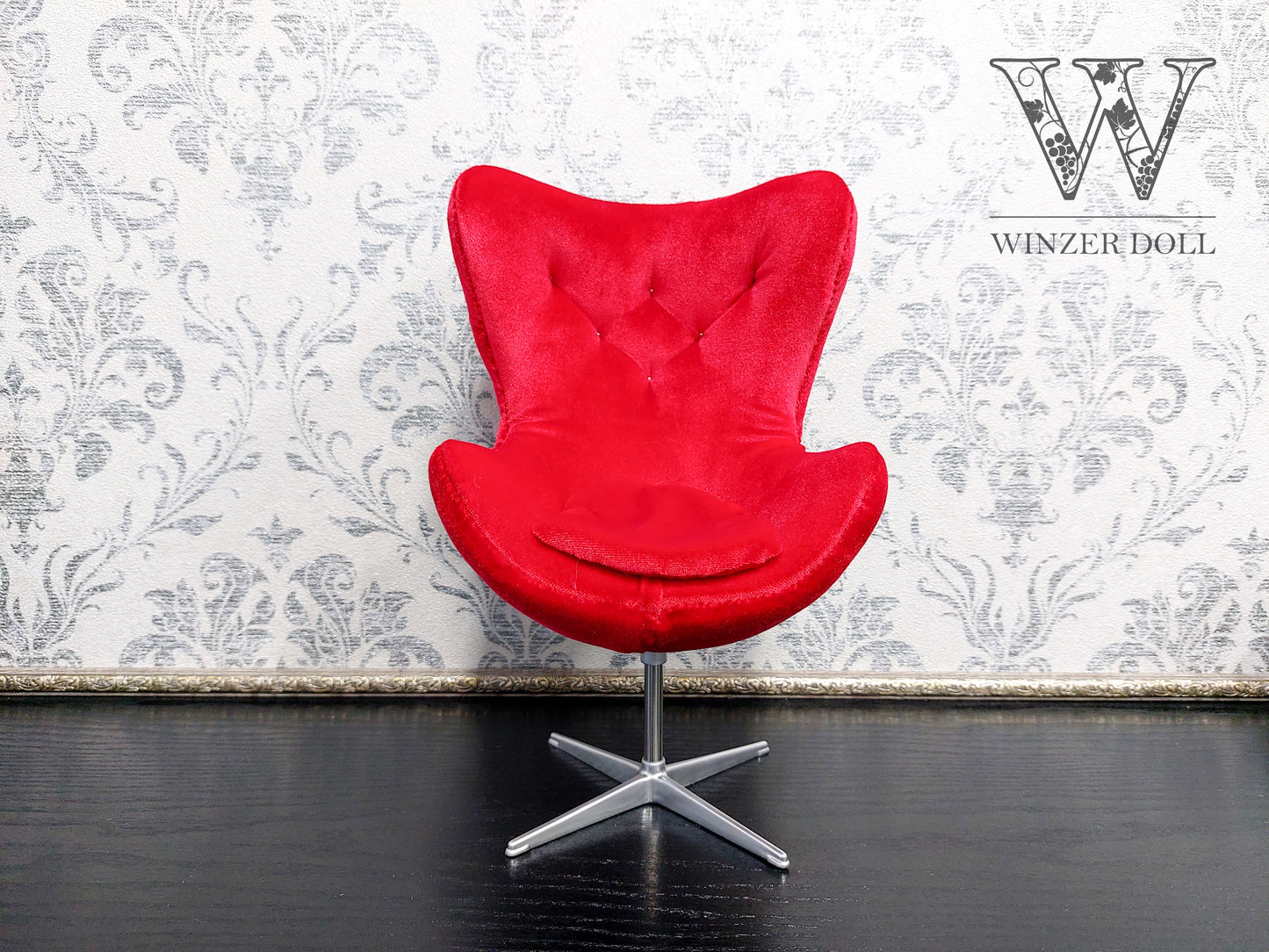 Egg chair, red velvet