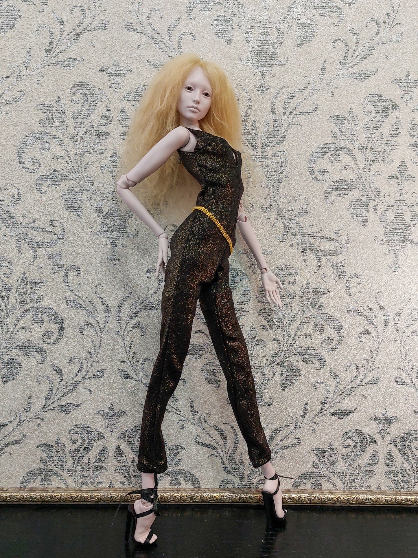 Jumpsuit, black with gold plating