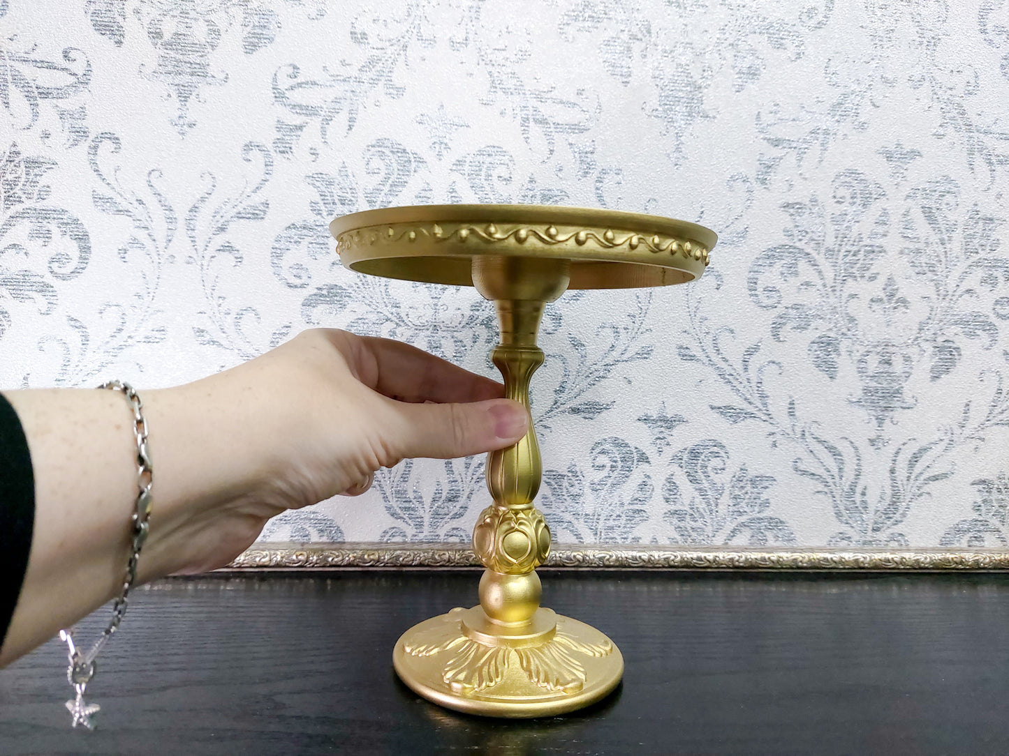 Baroque round table for dolls, gold