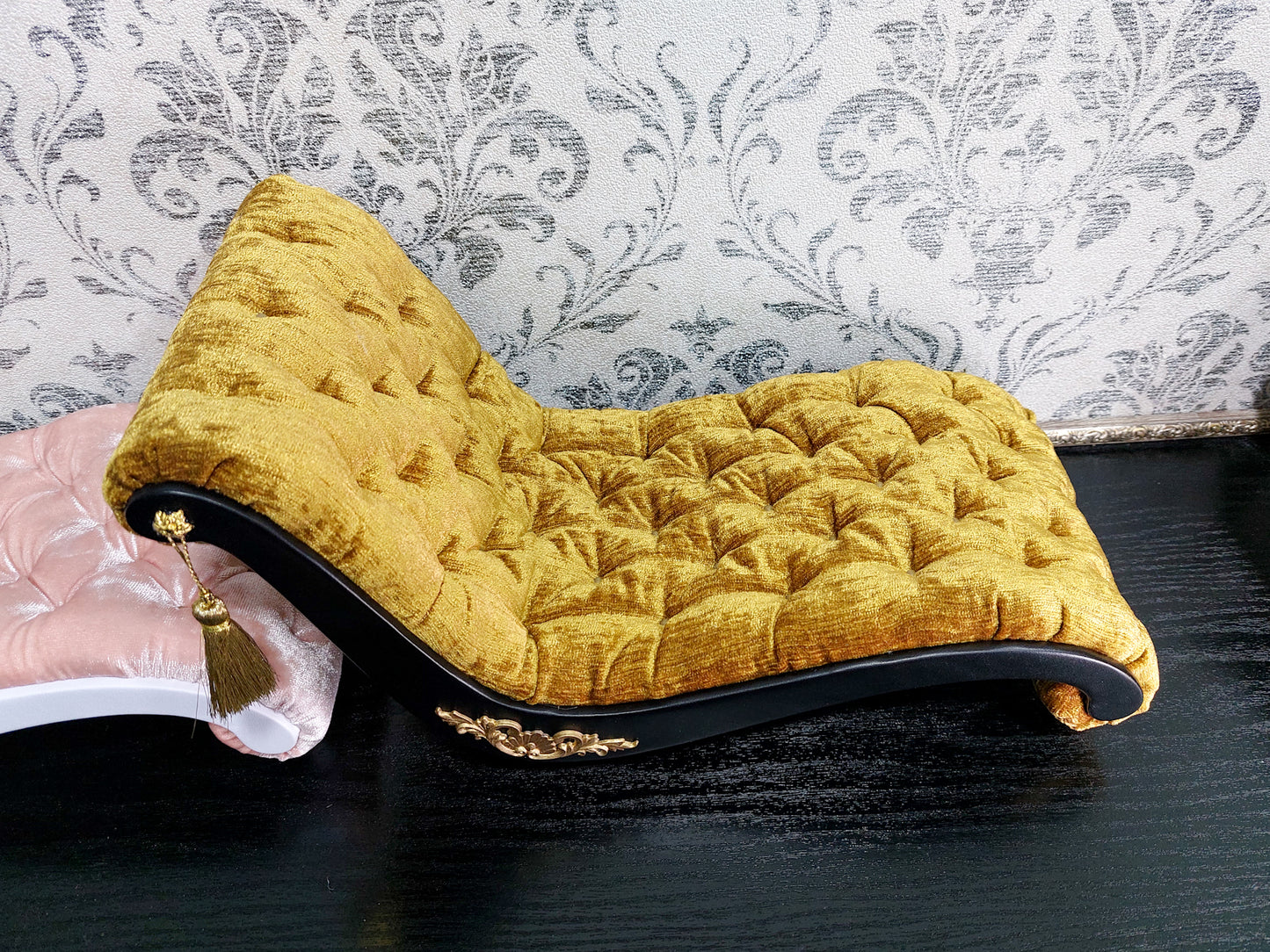 Reserved - Two chaise lounges, Antoinette chair, doll stand