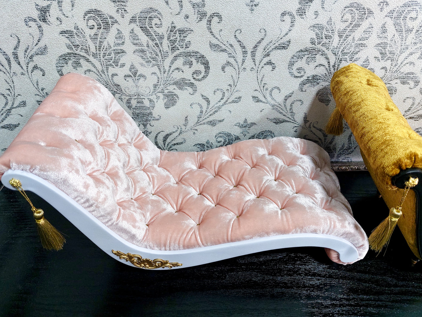 Reserved - Two chaise lounges, Antoinette chair, doll stand