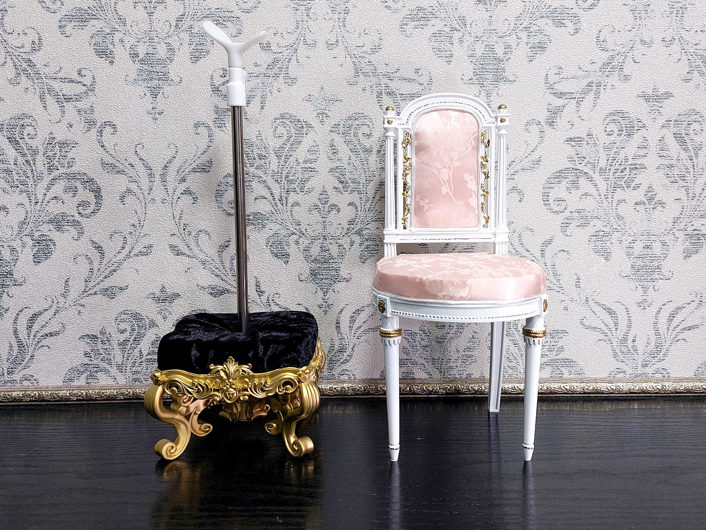 Reserved - Two chaise lounges, Antoinette chair, doll stand