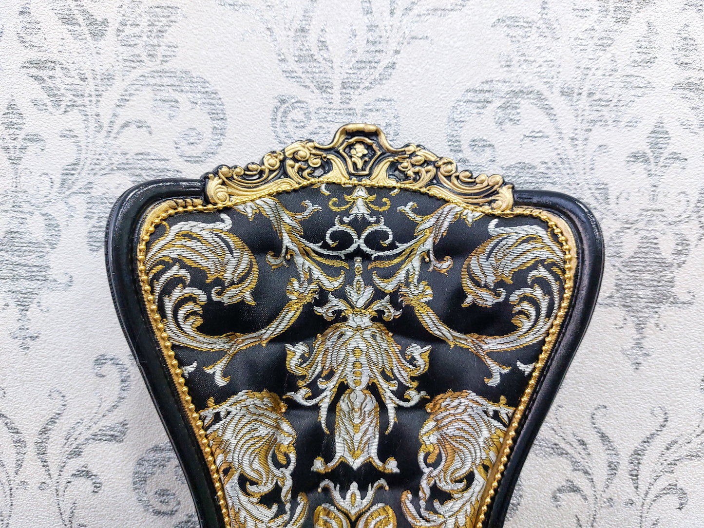 Baroque throne for dolls, black