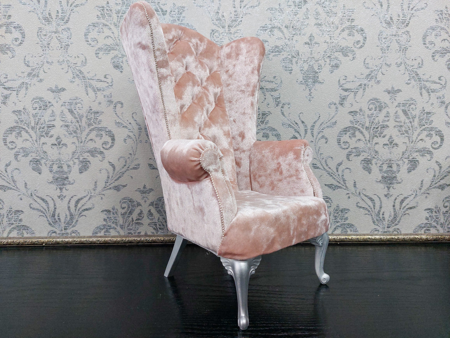 Reserved - 1/4 Chesterfield queen chair pink