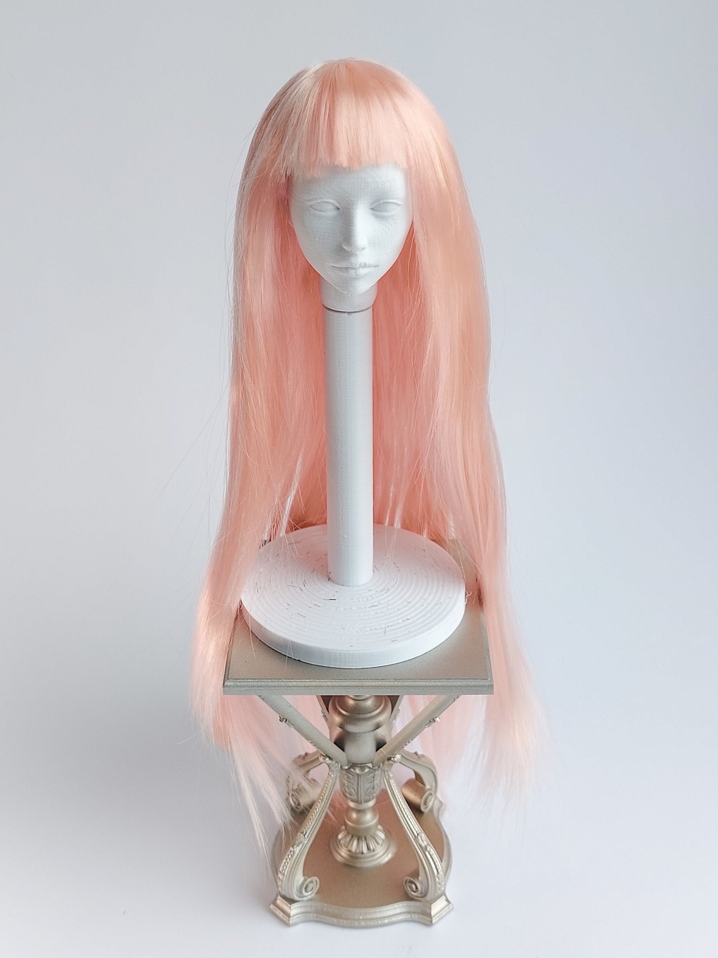 Wig long, pink, synthetic silk