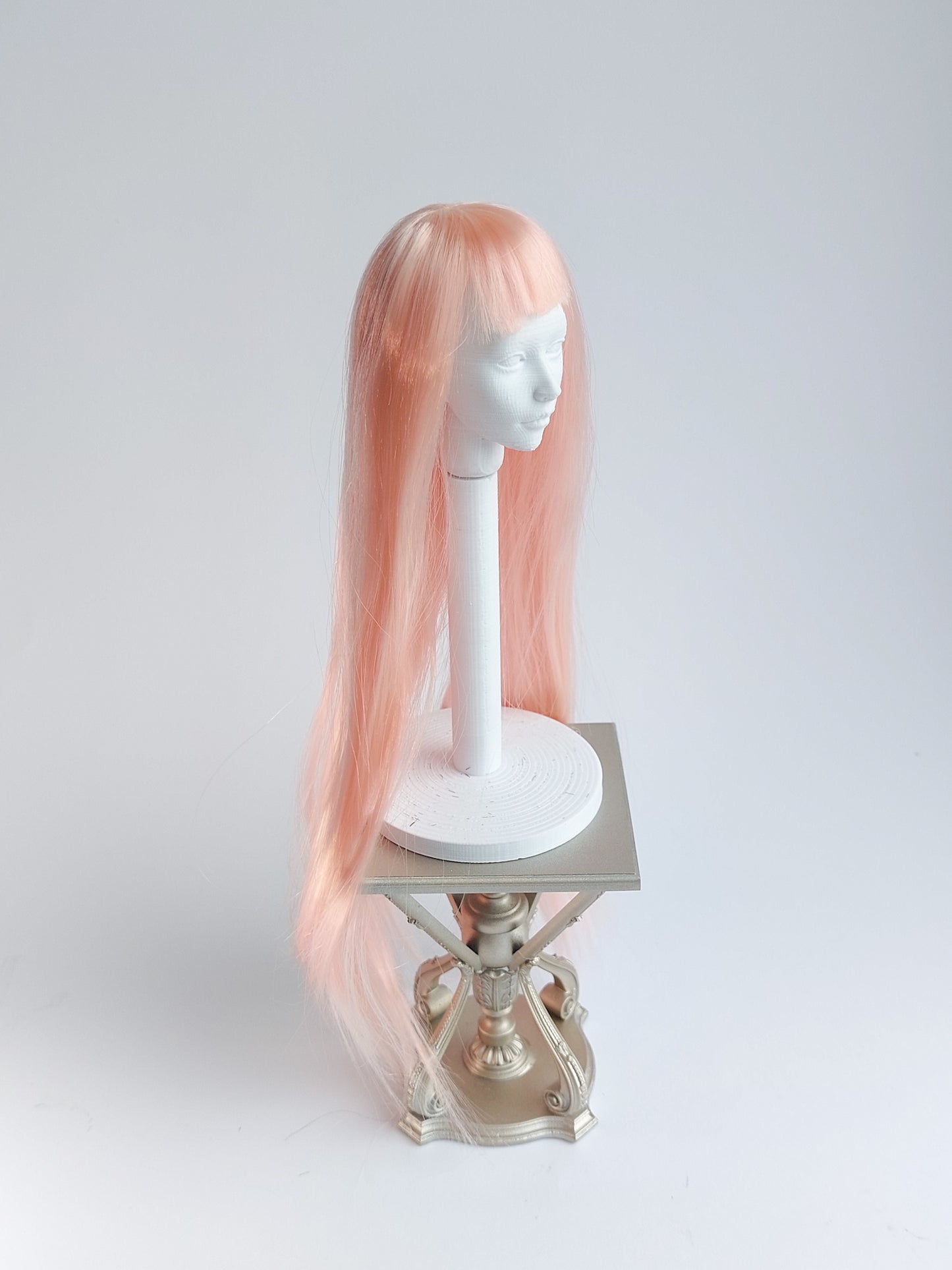 Wig long, pink, synthetic silk