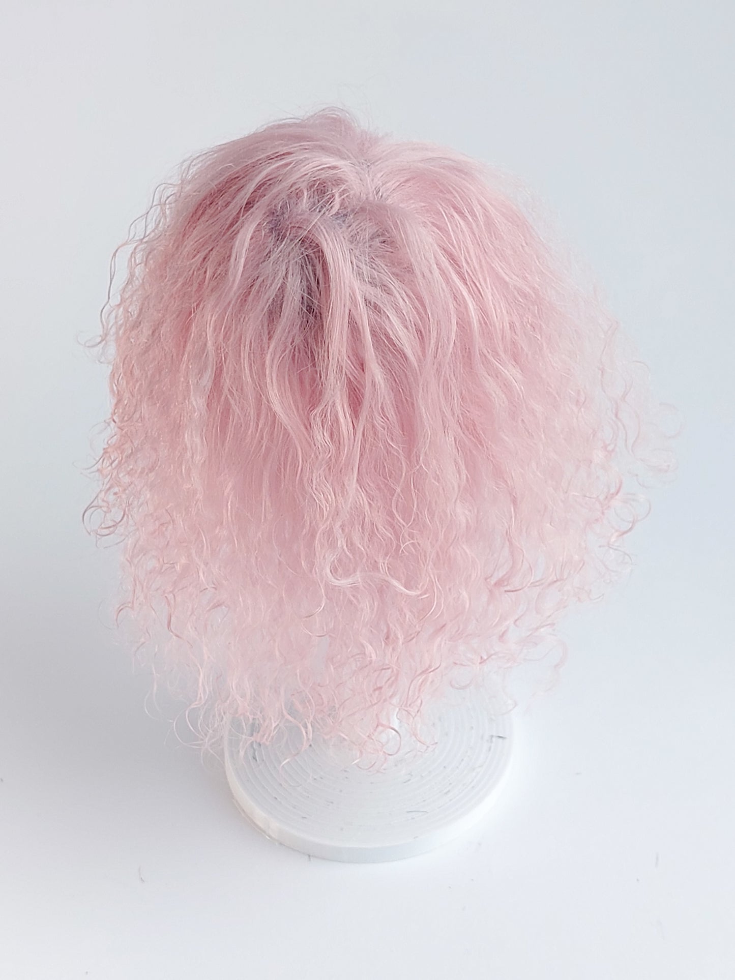 Wig wavy, pink, lamb fur