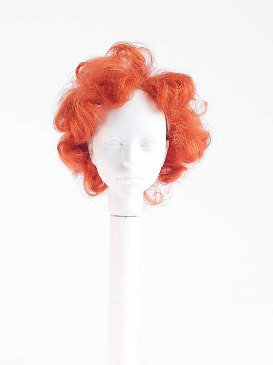 Wig wavy short, red, lamb fur