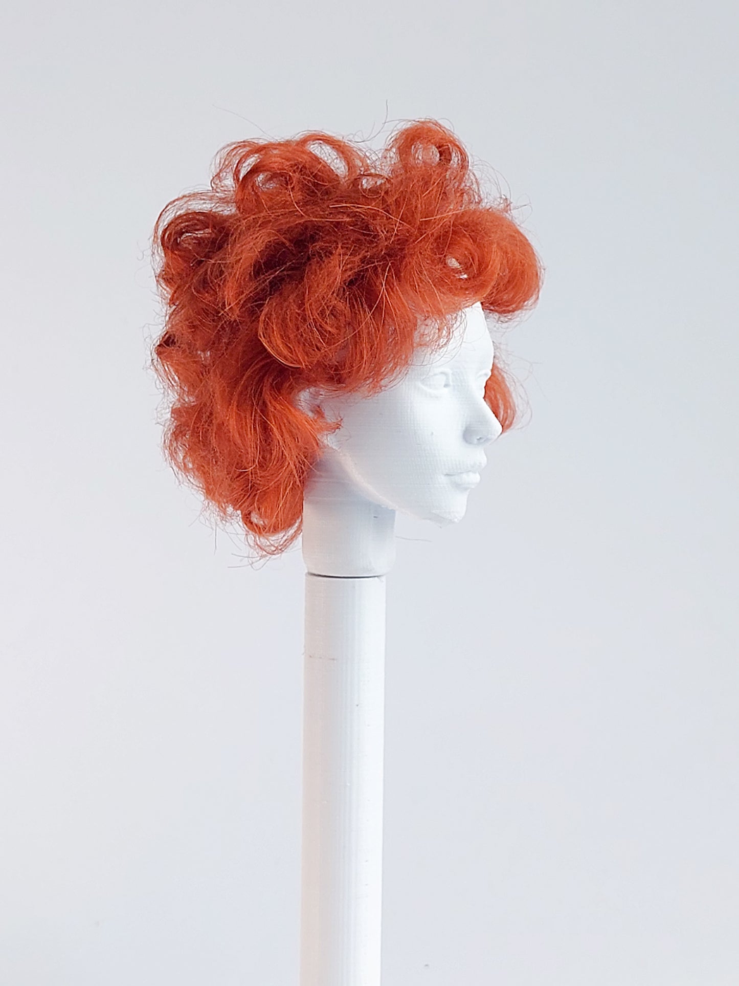 Wig wavy short, red, lamb fur