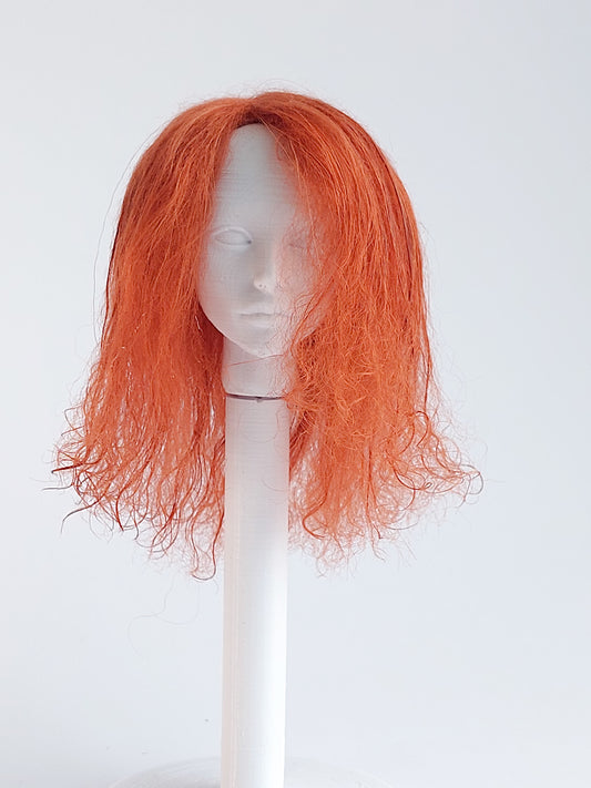 Wig wavy, red, lamb fur