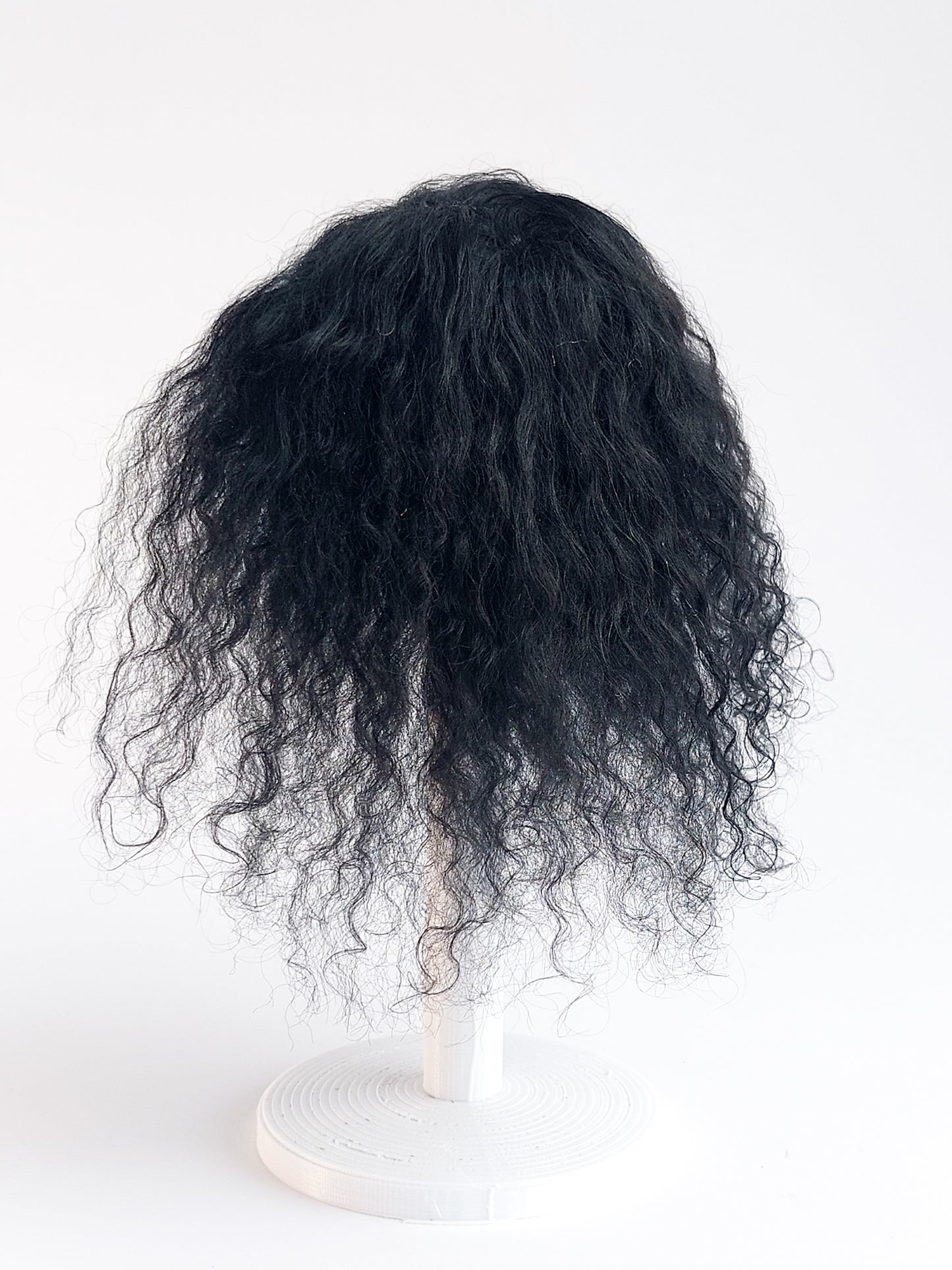 Wig wavy, black, lamb fur