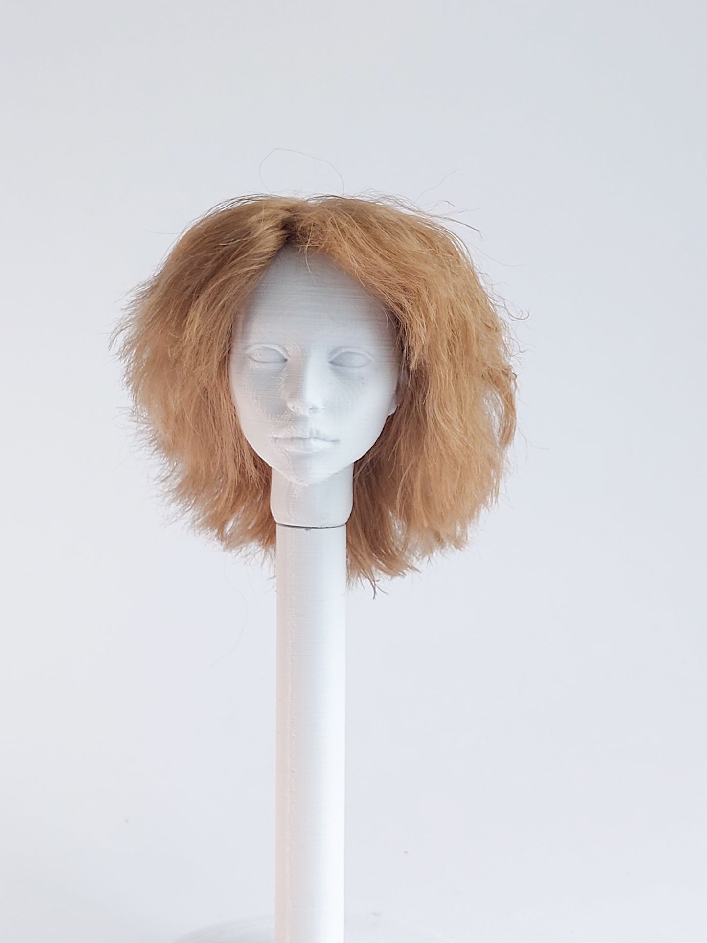 Wig wavy short, brown, lamb fur