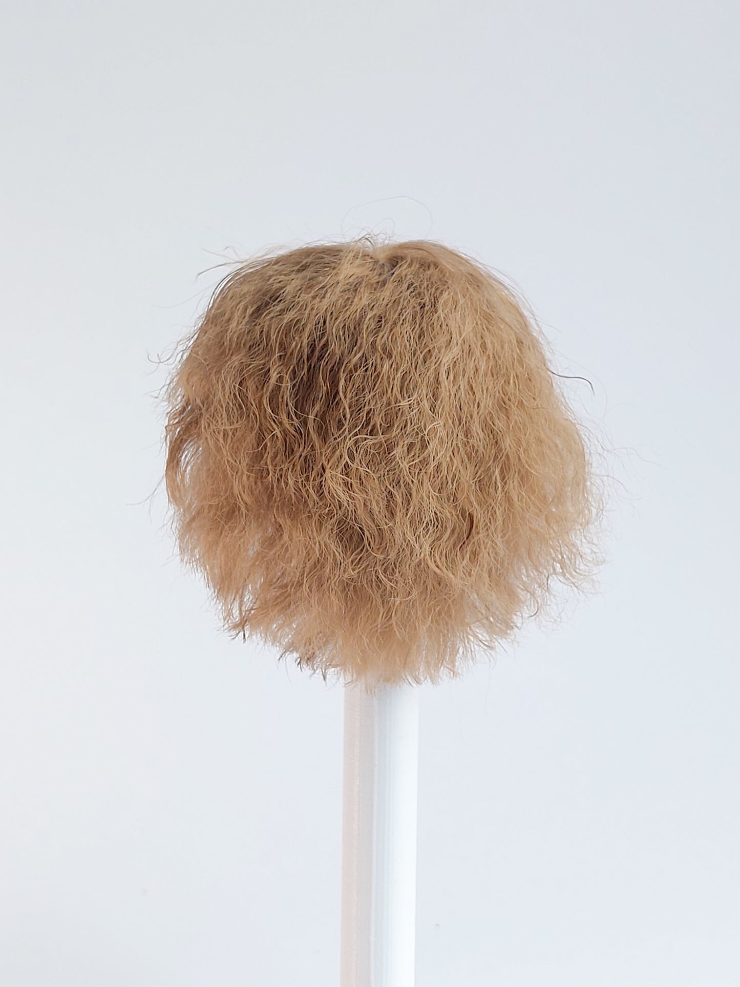 Wig wavy short, brown, lamb fur