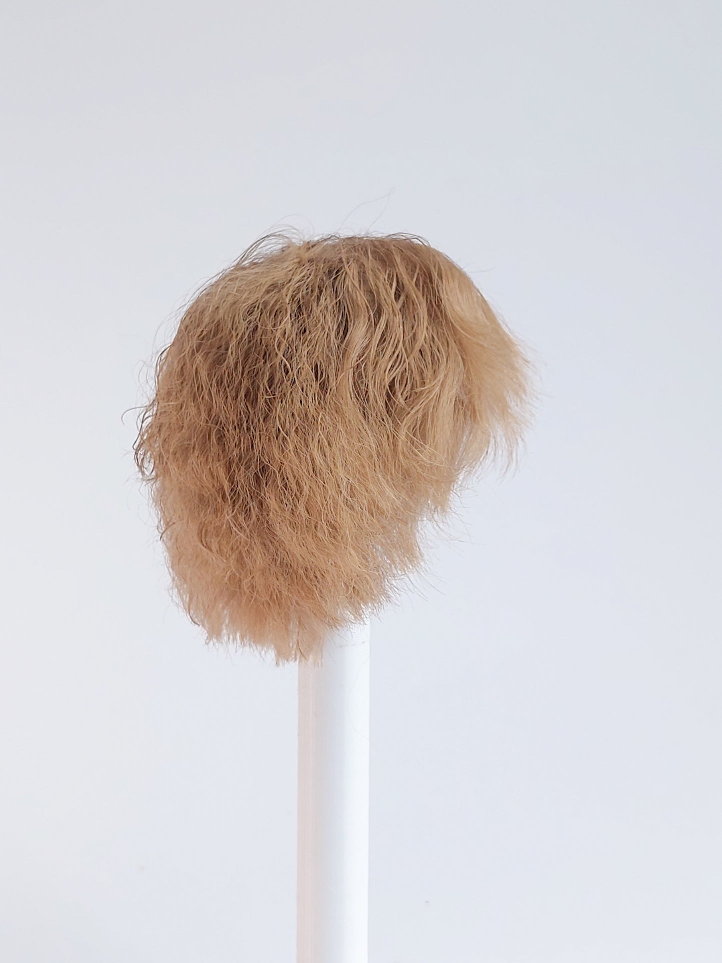 Wig wavy short, brown, lamb fur