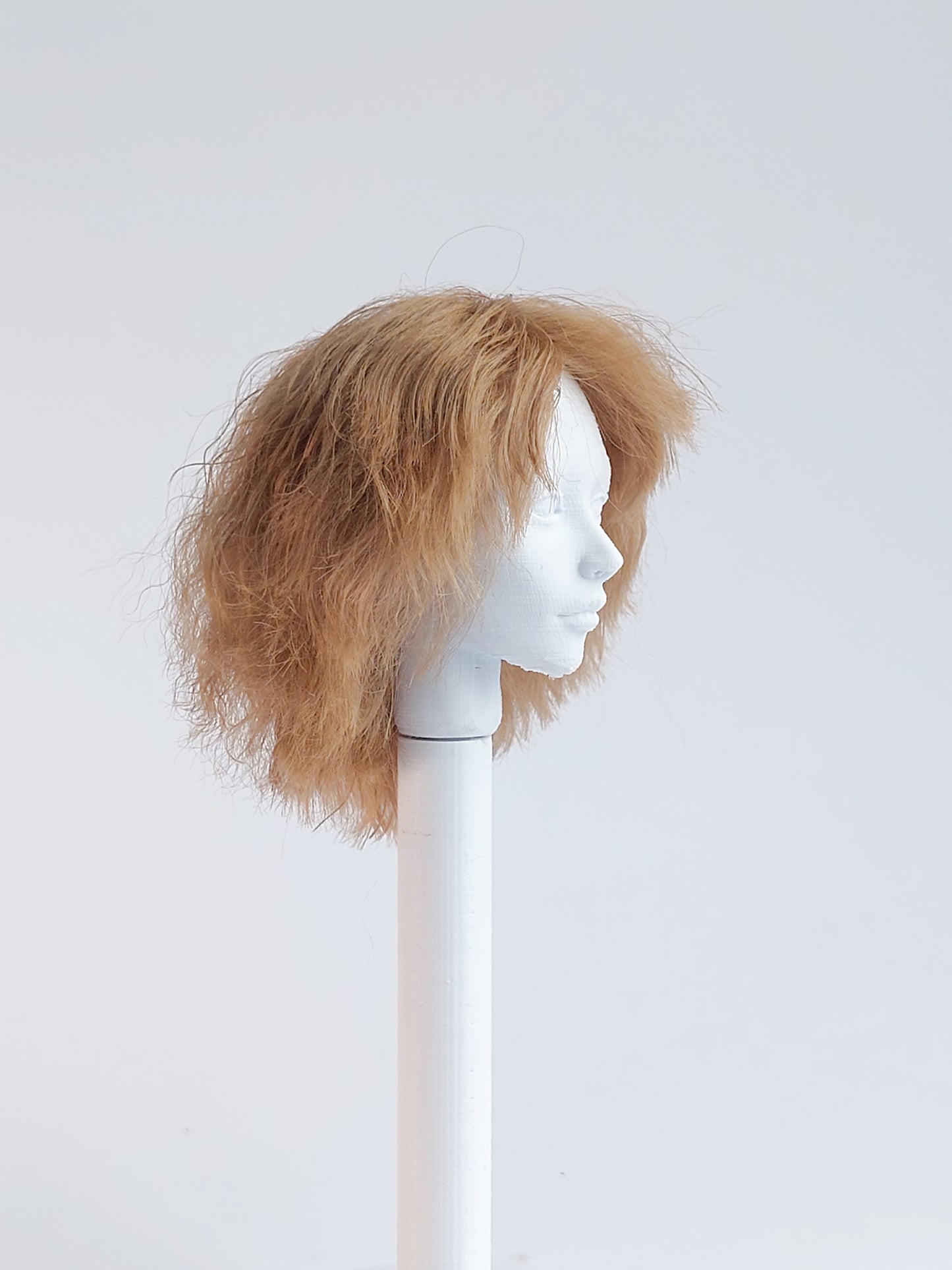 Wig wavy short, brown, lamb fur