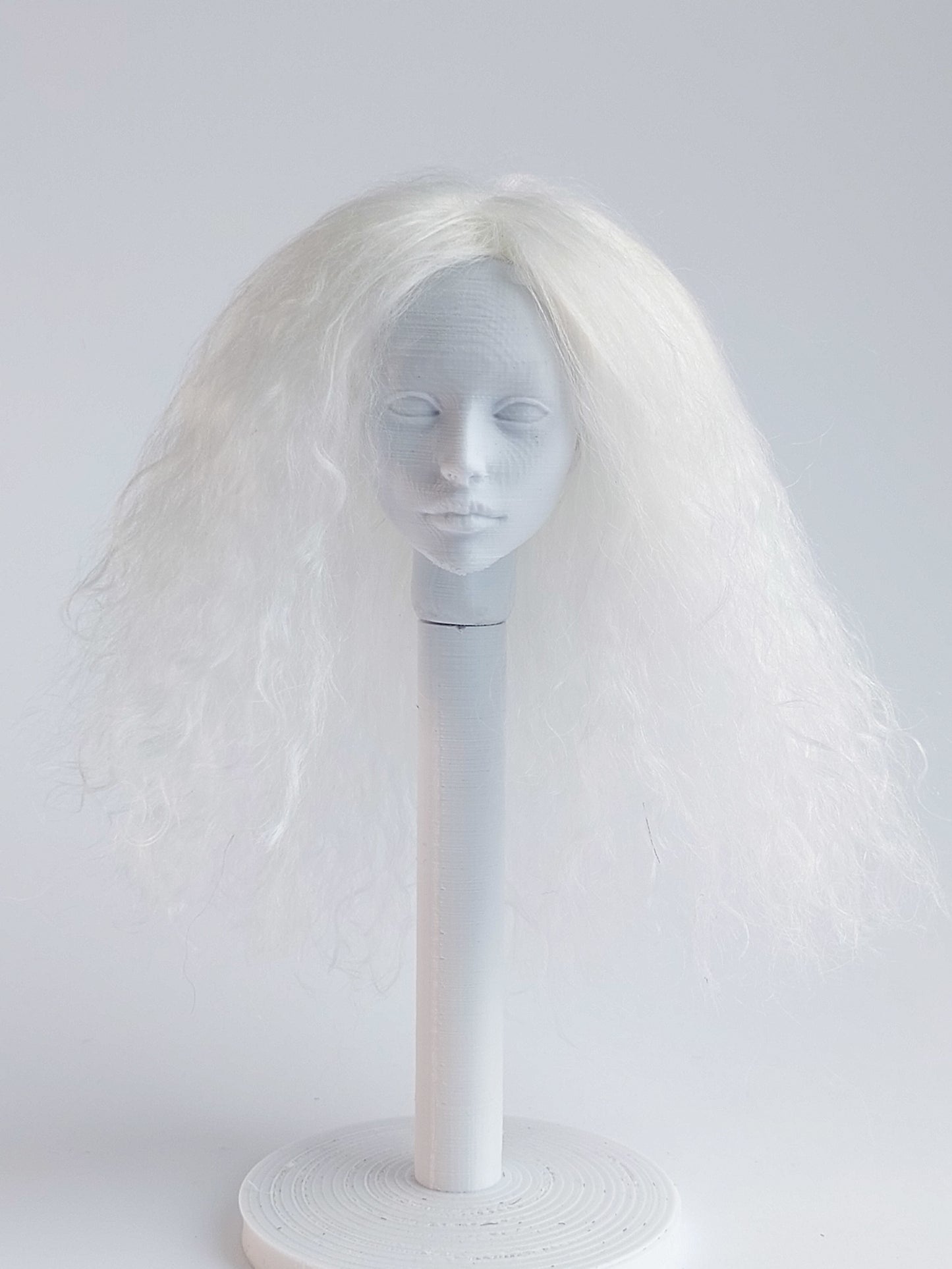 Wig wavy, white, lamb fur