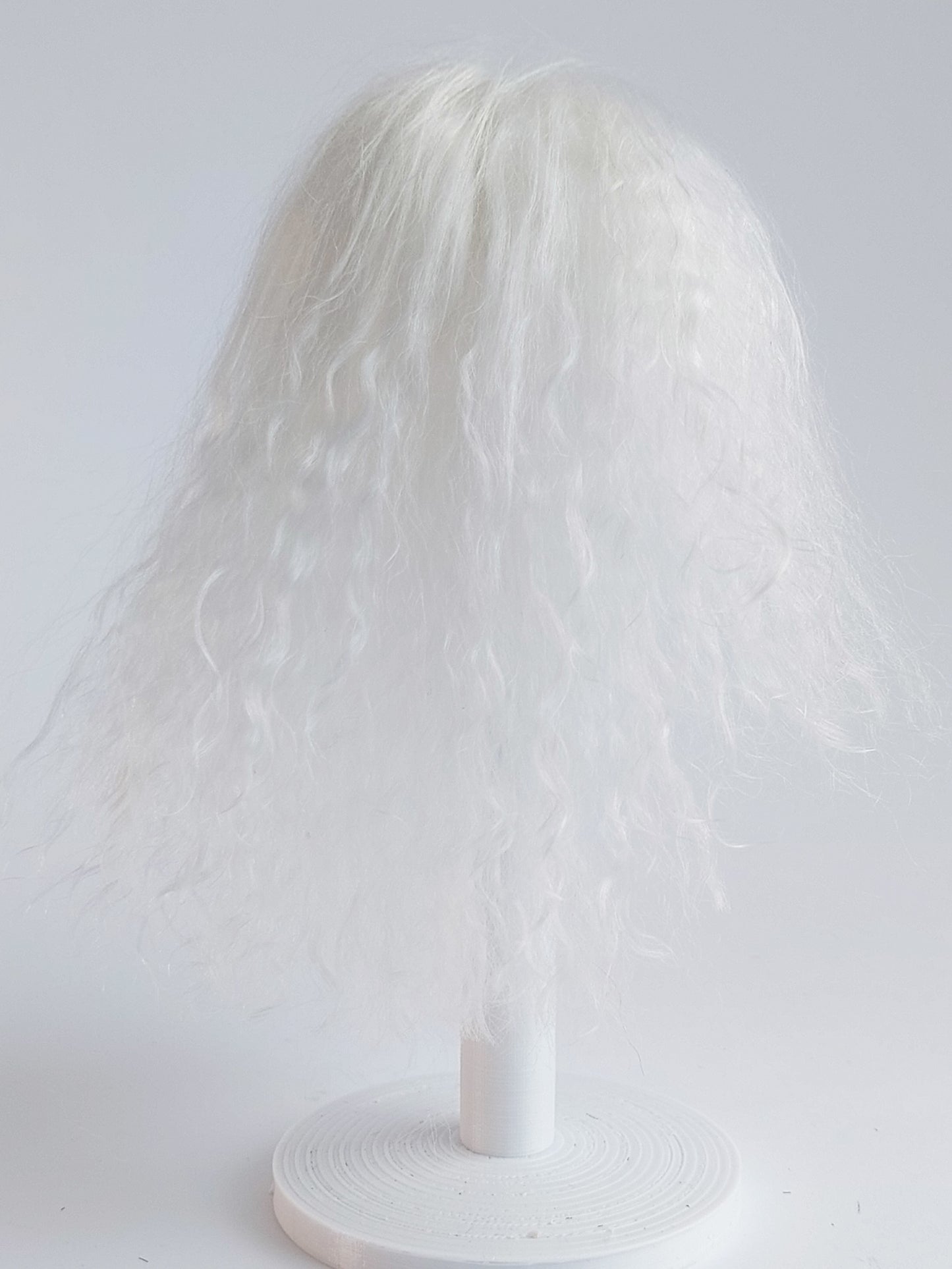 Wig wavy, white, lamb fur