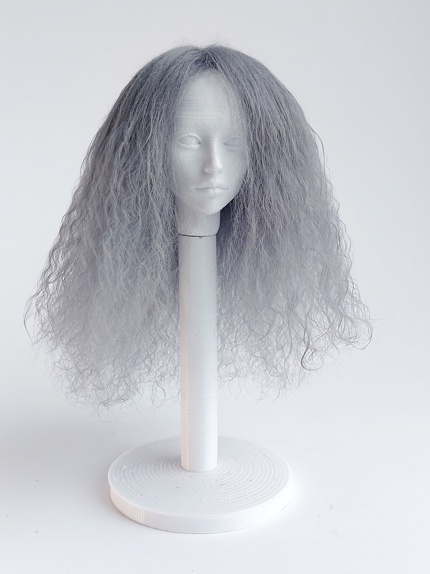Wig wavy, gray, lamb fur